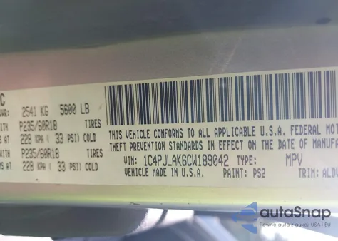 2012 Jeep Liberty Sport z USA, uszkodzony, nr VIN 1C4PJLAK6CW189042